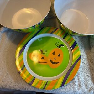 Halloween Pumpkin Bowl and Plate Set